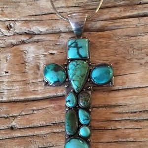 Gorgeous SS Vintage Turquoise Cross